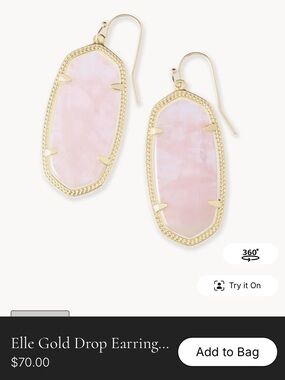 Gold Frame Pink Stone Dangle Earrings